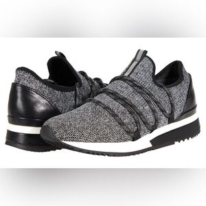 J/Slides Urban Sport Mara M Pewter Silver Metallic Knit Sneakers Size 8 NWOB TTS